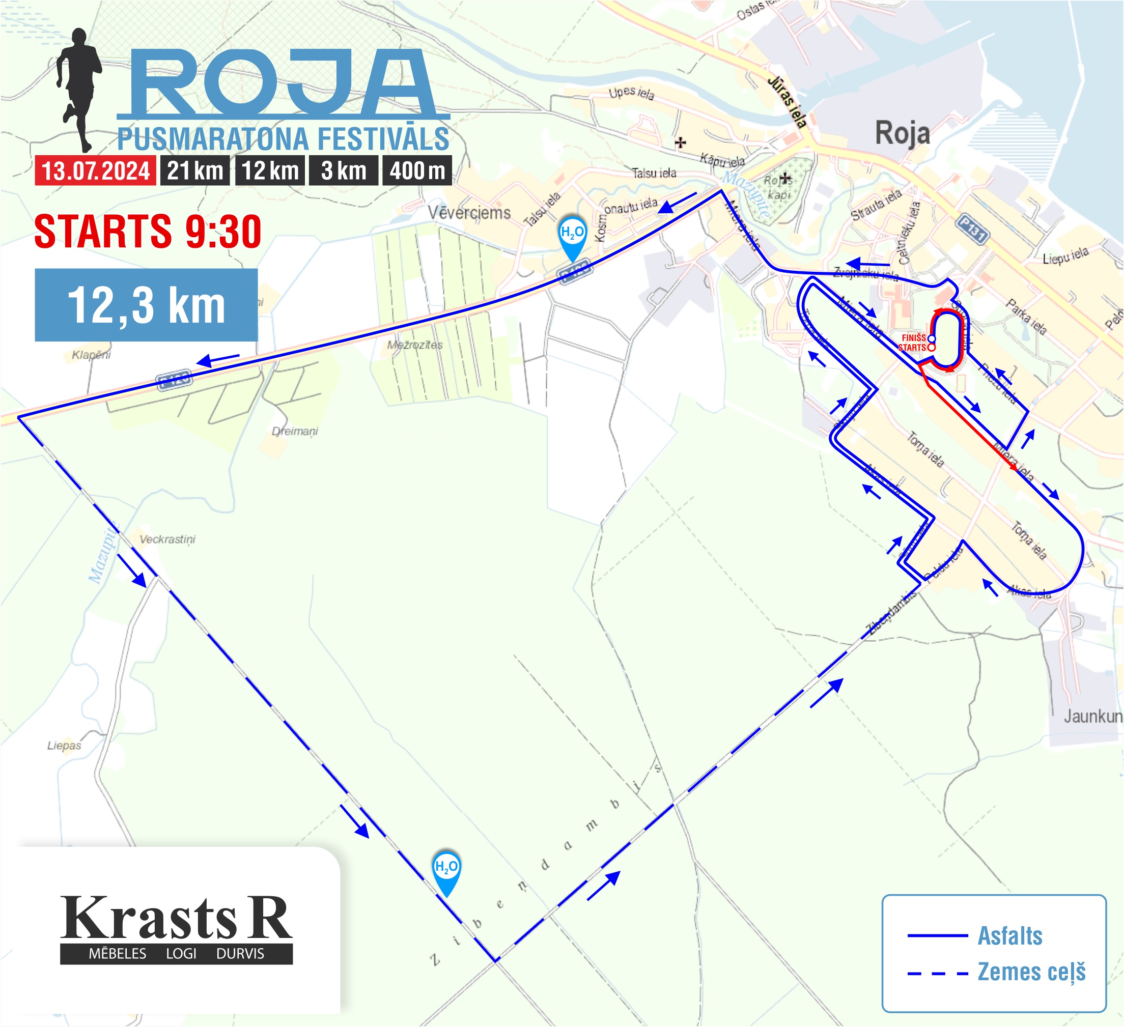 Rojas Pusmaratons2024 12km karte
