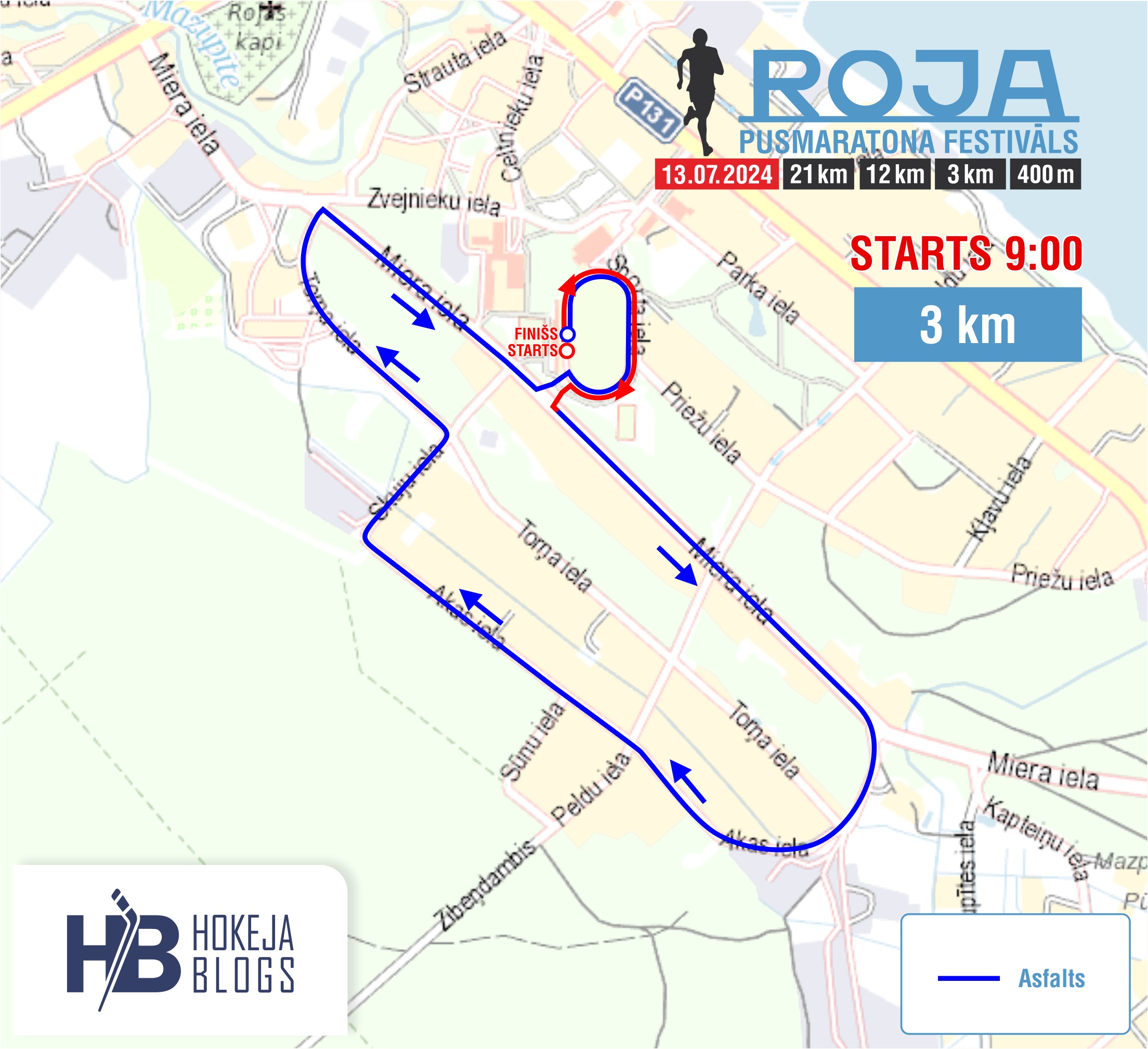 Rojas Pusmaratons2024 3km karte
